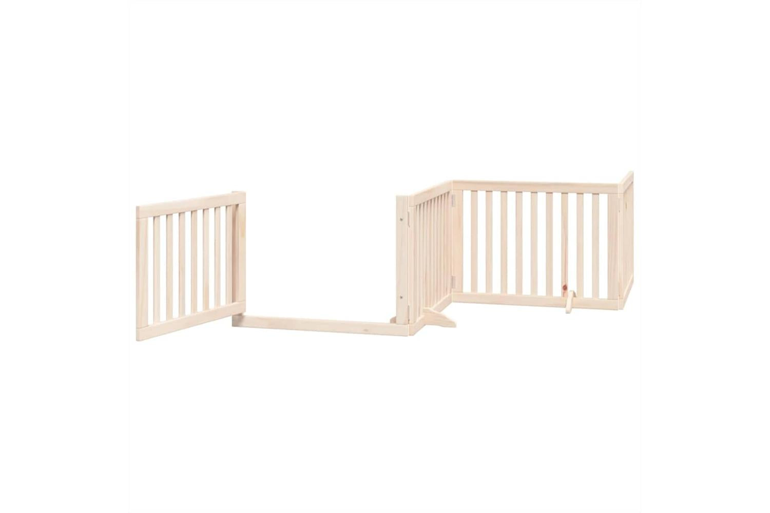 Vidaxl Dog Gate With Door Foldable 12 Panels 960 Cm Poplar Wood-4