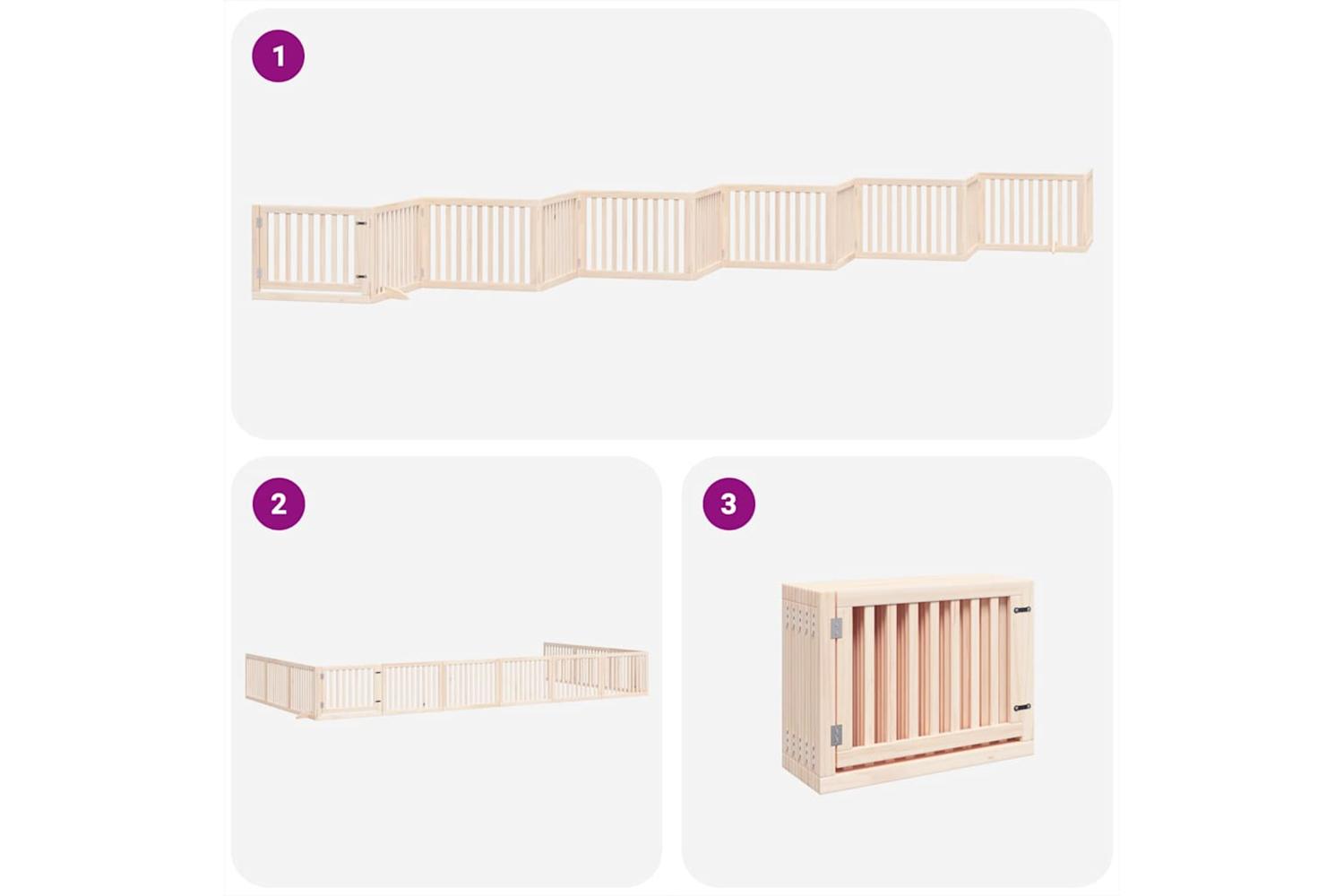 Vidaxl Dog Gate With Door Foldable 12 Panels 960 Cm Poplar Wood-5