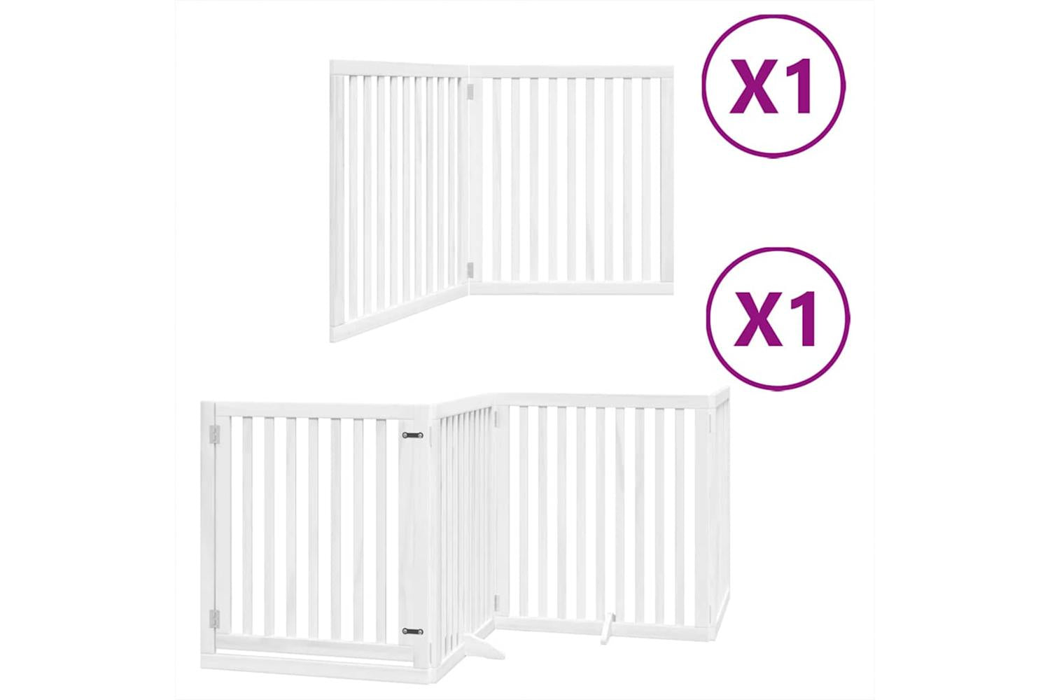 Vidaxl Dog Gate With Door Foldable 6 Panels White 480 Cm Poplar Wood-2