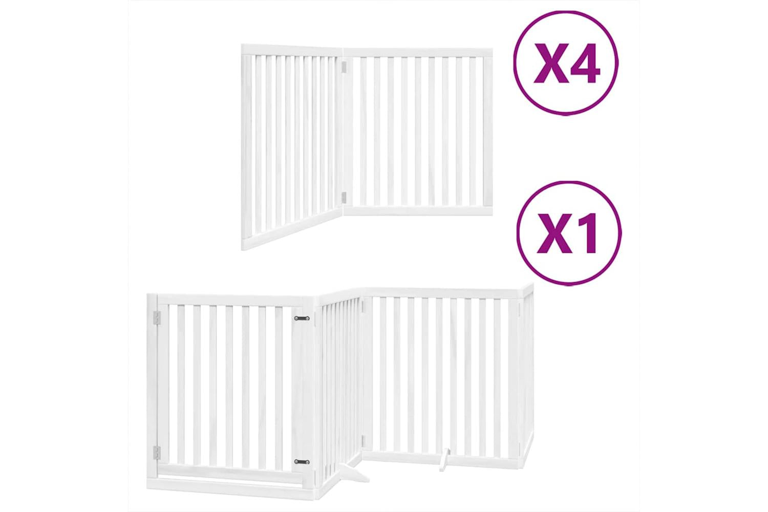 Vidaxl Dog Gate With Door Foldable 12 Panels White 960 Cm Poplar Wood-2