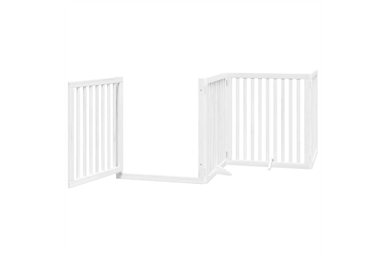 Vidaxl Dog Gate With Door Foldable 12 Panels White 960 Cm Poplar Wood-4