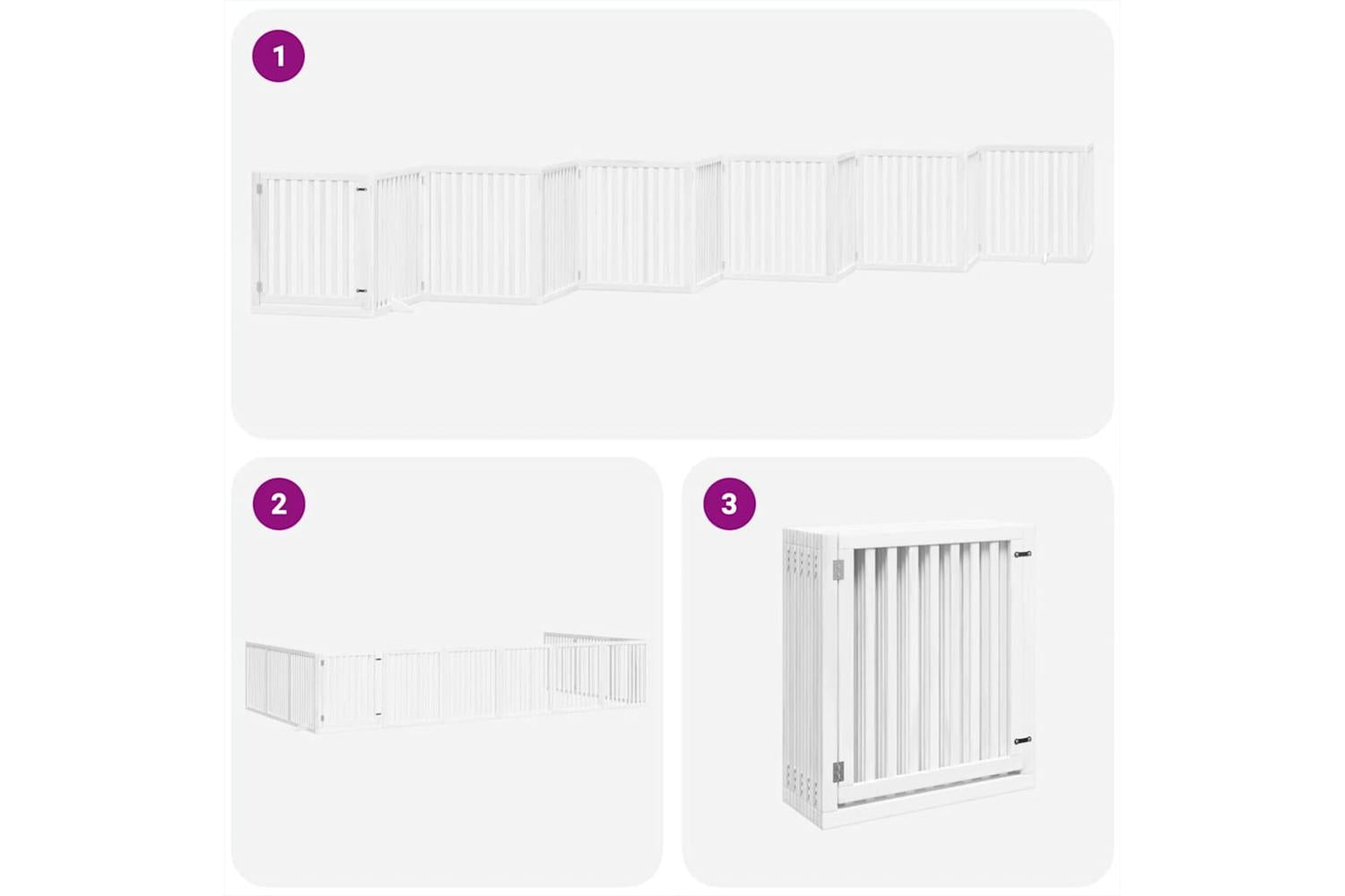 Vidaxl Dog Gate With Door Foldable 12 Panels White 960 Cm Poplar Wood-5