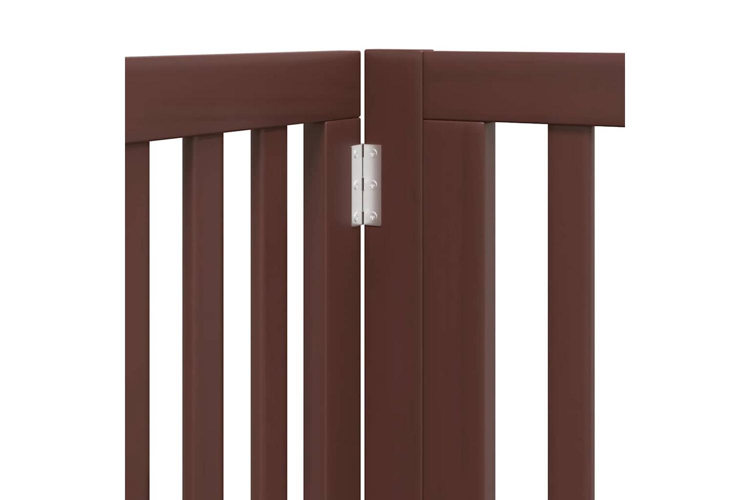 Vidaxl Dog Gate With Door Foldable 12 Panels Brown 960 Cm Poplar Wood-8