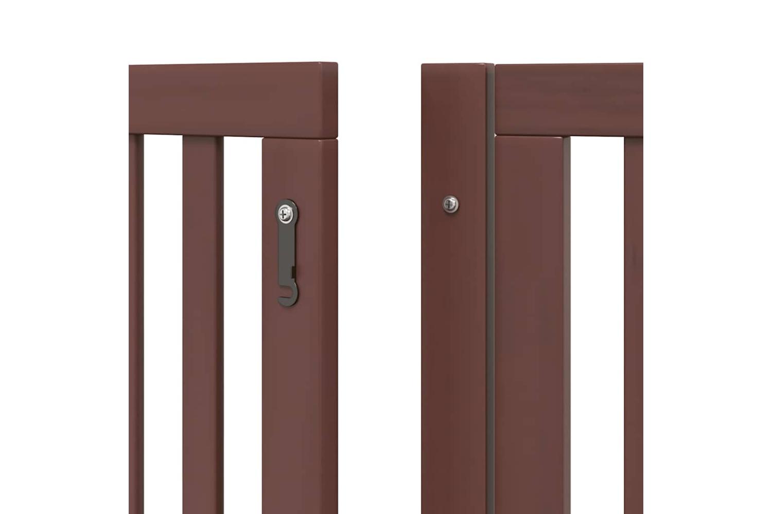 Vidaxl Dog Gate With Door Foldable 12 Panels Brown 960 Cm Poplar Wood-9