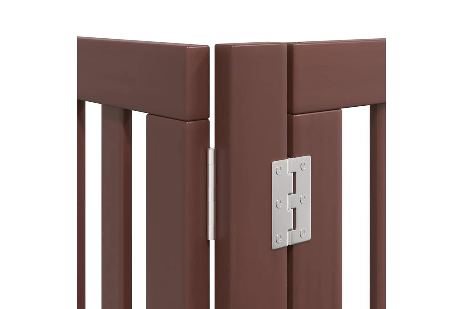 Vidaxl Dog Gate With Door Foldable 12 Panels Brown 960 Cm Poplar Wood-10