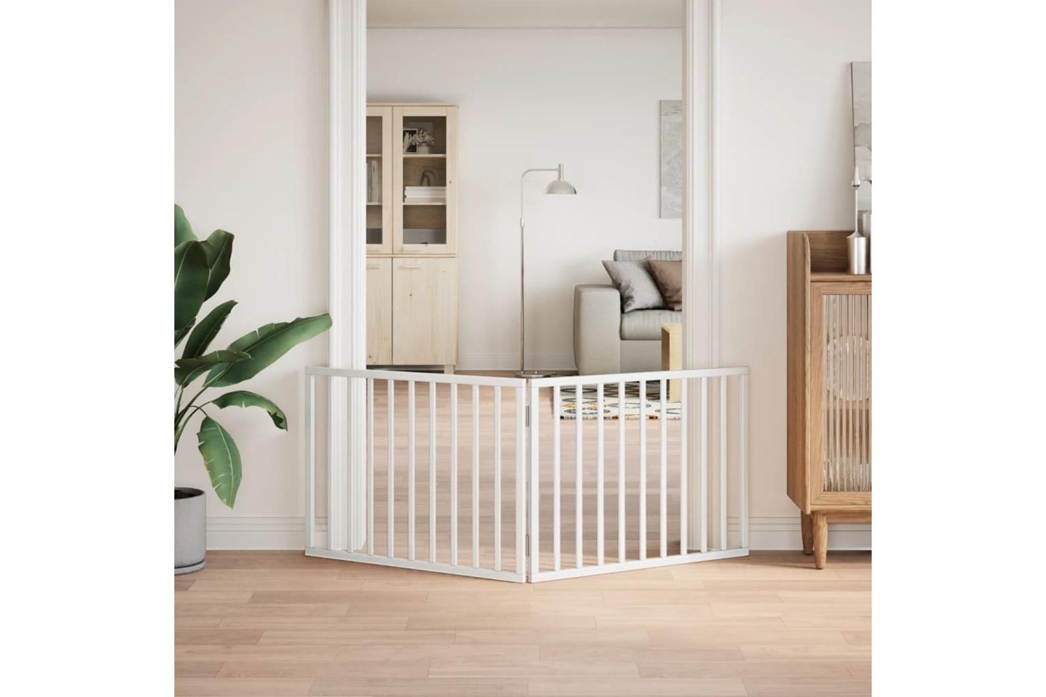 Vidaxl Dog Gate Foldable 2 Panels White 160 Cm Poplar Wood-3