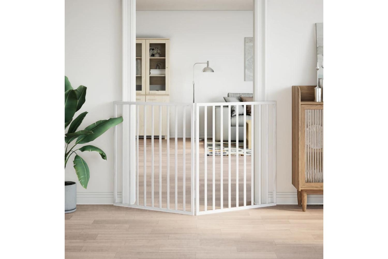 Vidaxl Dog Gate Foldable 2 Panels White 160 Cm Poplar Wood-3