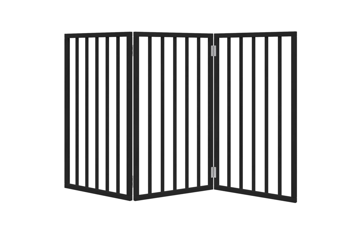 Vidaxl Dog Gate Foldable 3 Panels Black 150 Cm Poplar Wood-4