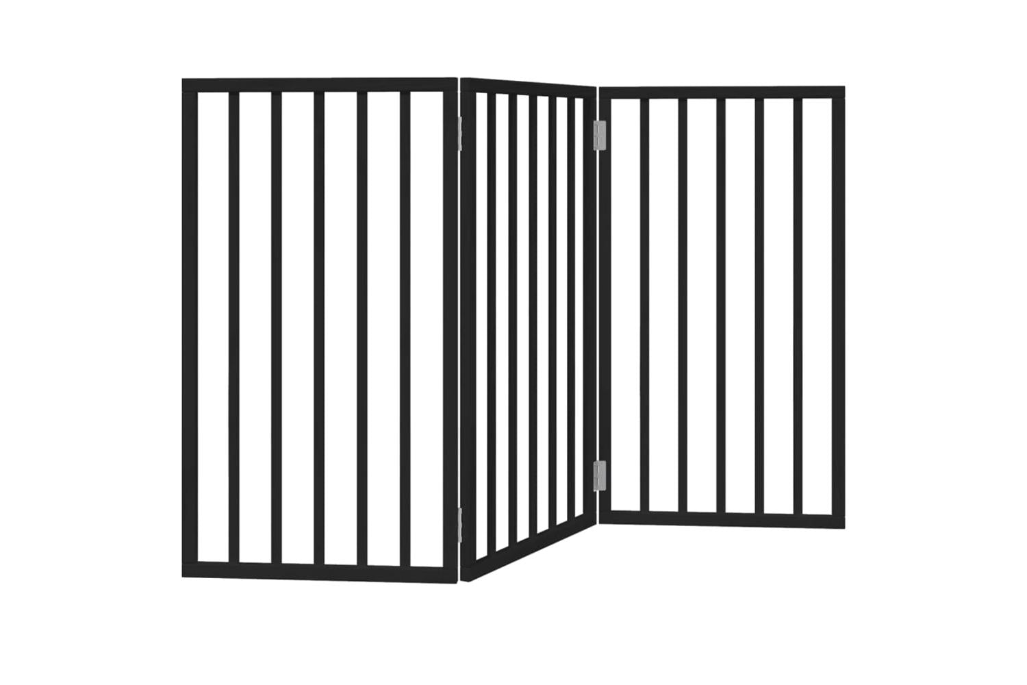 Vidaxl Dog Gate Foldable 3 Panels Black 150 Cm Poplar Wood-6