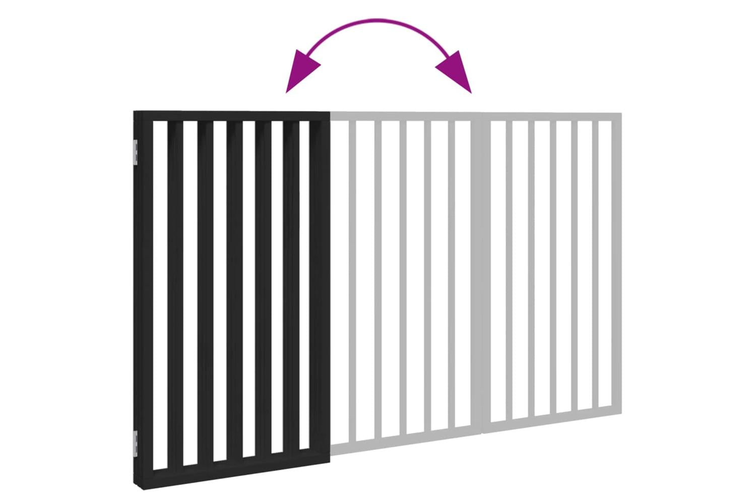 Vidaxl Dog Gate Foldable 3 Panels Black 150 Cm Poplar Wood-7