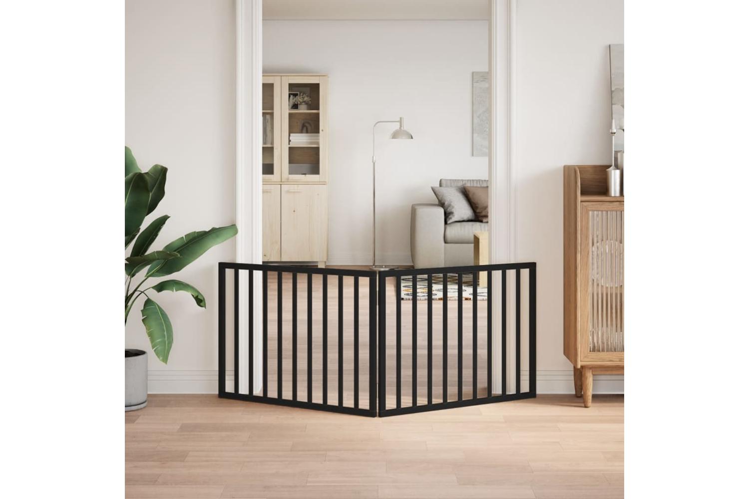 Vidaxl Dog Gate Foldable 2 Panels Black 160 Cm Poplar Wood-3