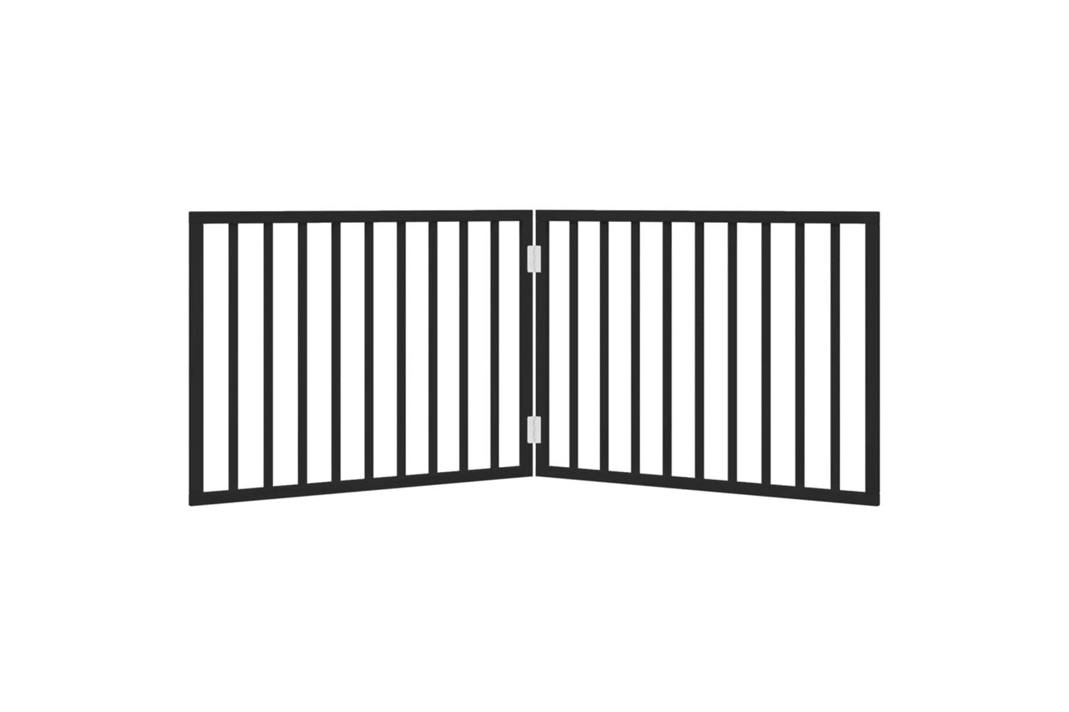 Vidaxl Dog Gate Foldable 2 Panels Black 160 Cm Poplar Wood-4