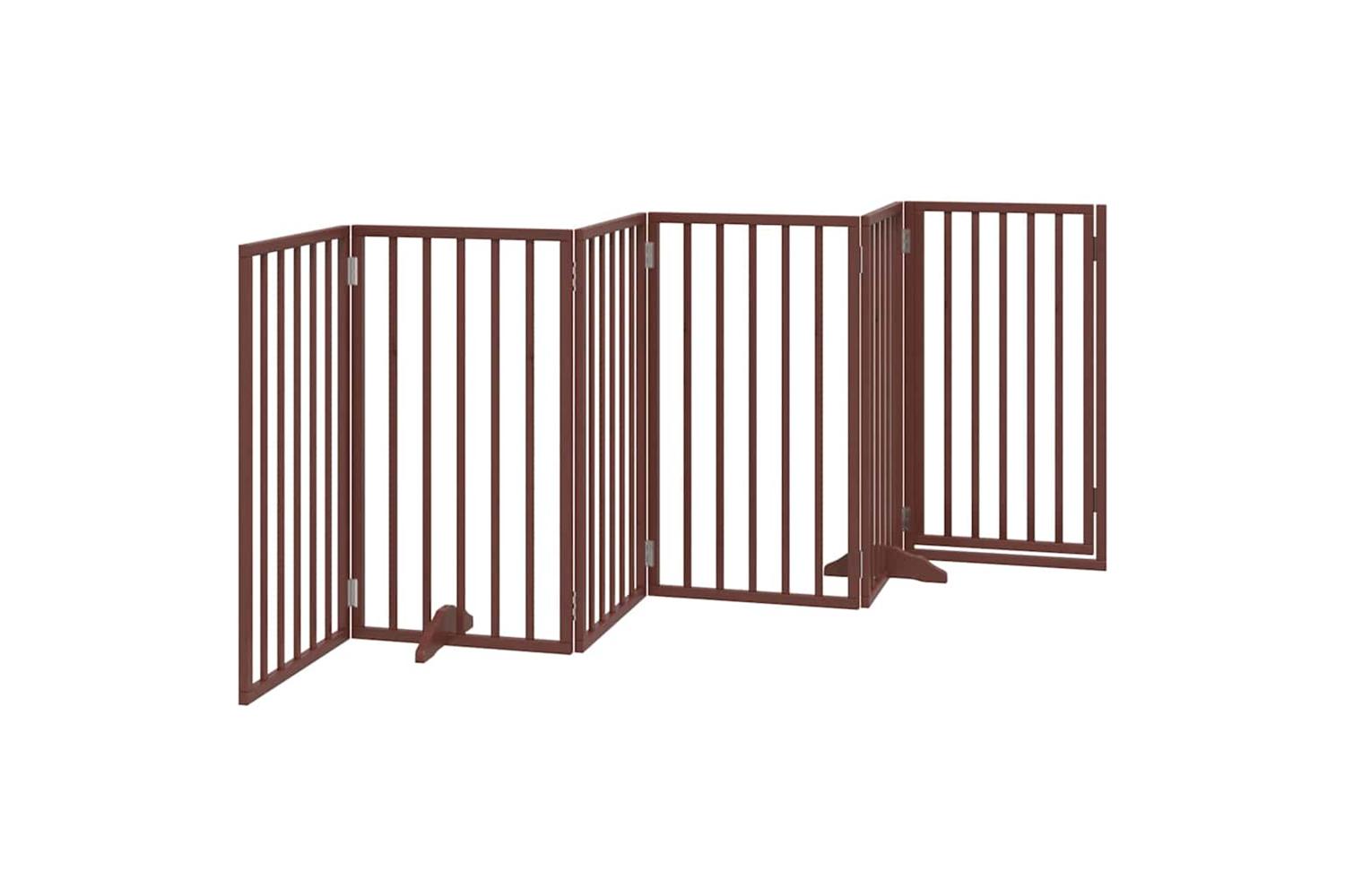 Vidaxl Dog Gate With Door Foldable 6 Panels Brown 300 Cm Poplar Wood-6