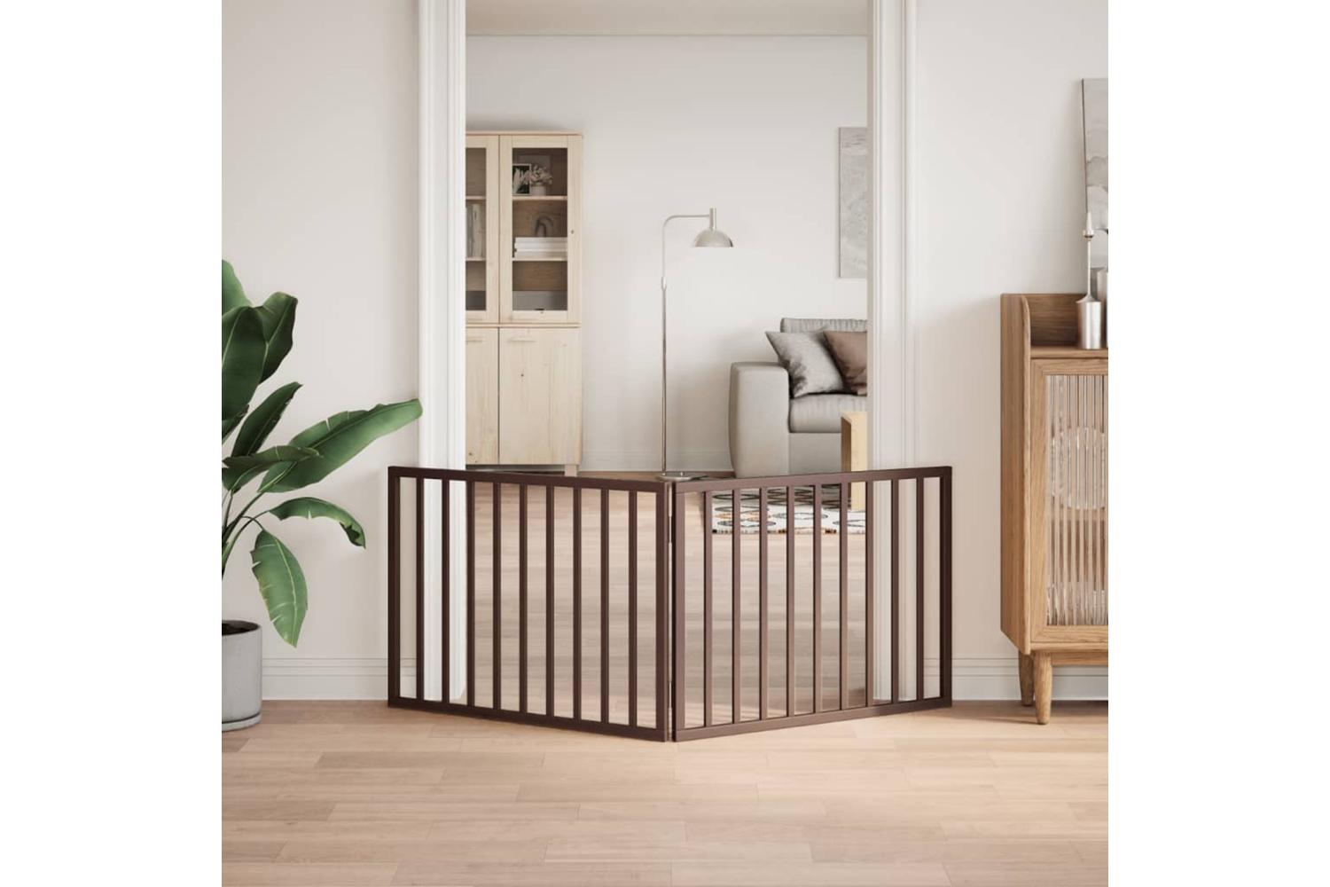 Vidaxl Dog Gate Foldable 2 Panels Brown 160 Cm Poplar Wood-3