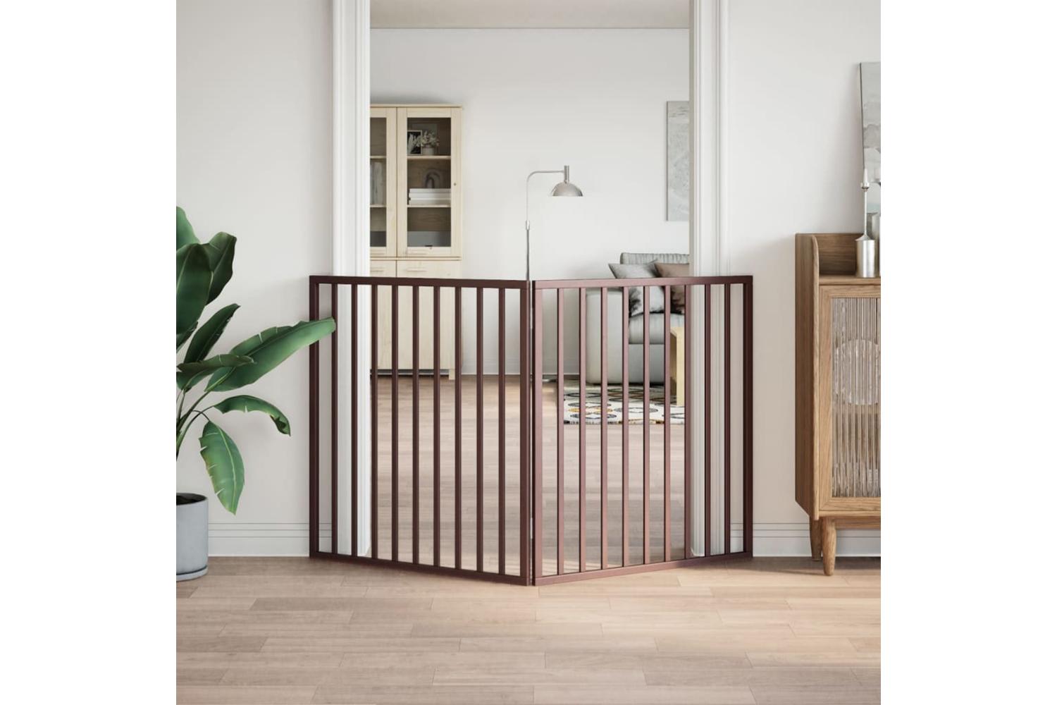 Vidaxl Dog Gate Foldable 2 Panels Brown 160 Cm Poplar Wood-3