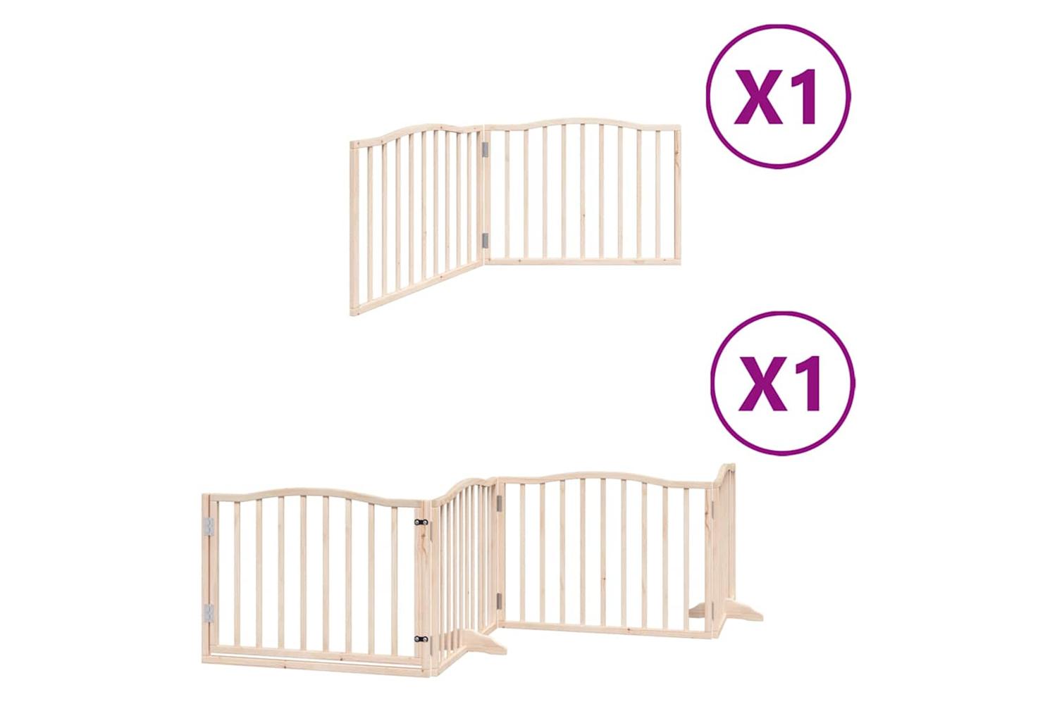 Vidaxl Dog Gate With Door Foldable 6 Panels 480 Cm Poplar Wood-2