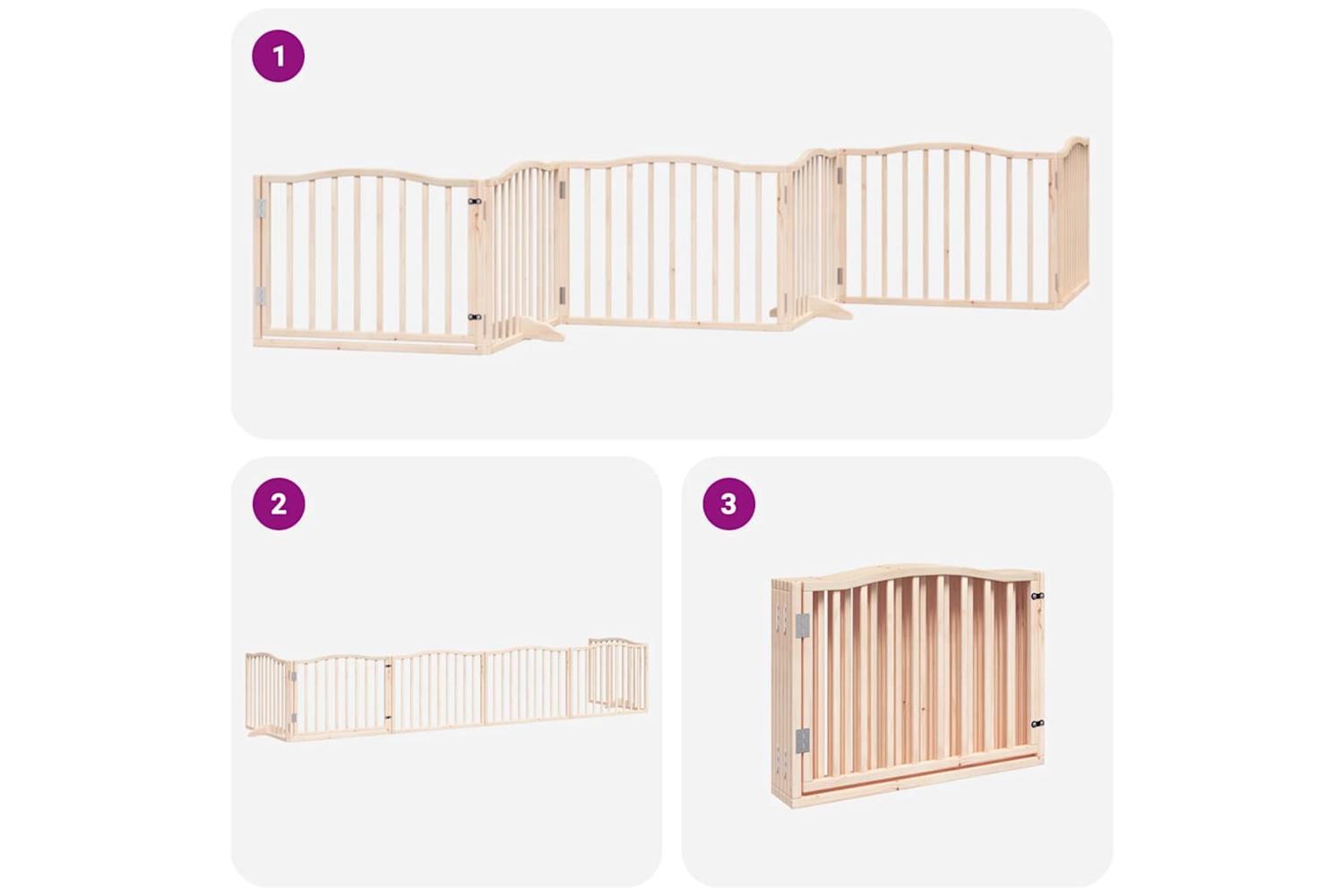 Vidaxl Dog Gate With Door Foldable 6 Panels 480 Cm Poplar Wood-6