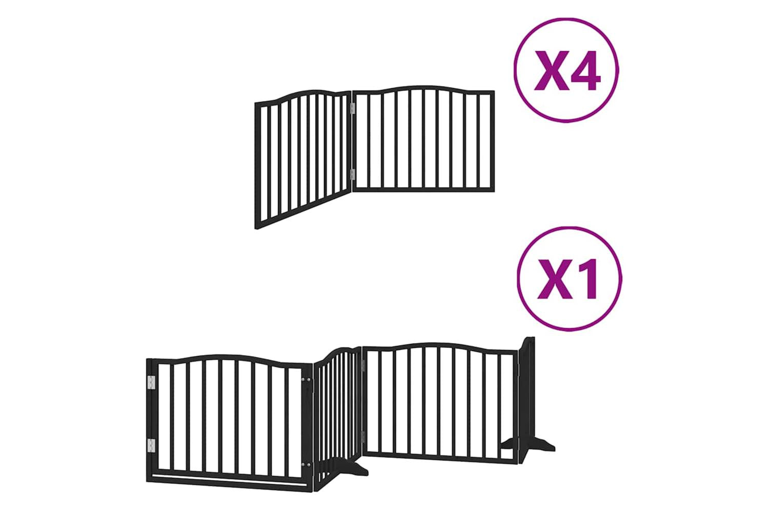 Vidaxl Dog Gate With Door Foldable 12 Panels Black 960 Cm Poplar Wood-2