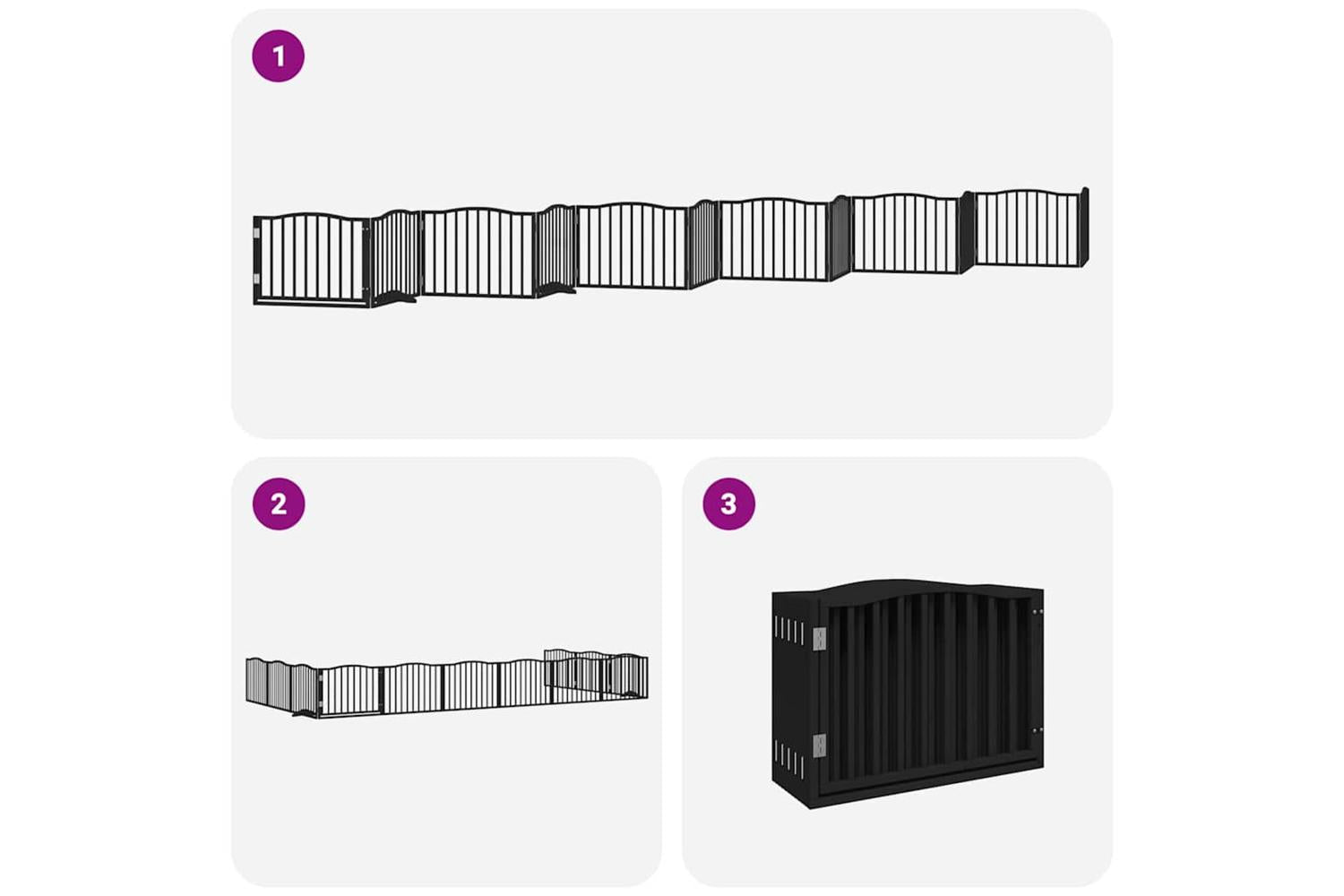 Vidaxl Dog Gate With Door Foldable 12 Panels Black 960 Cm Poplar Wood-6