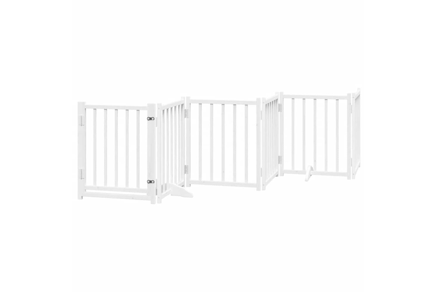 Vidaxl Dog Gate With Door Foldable 15 Panels White 750 Cm Poplar Wood-4