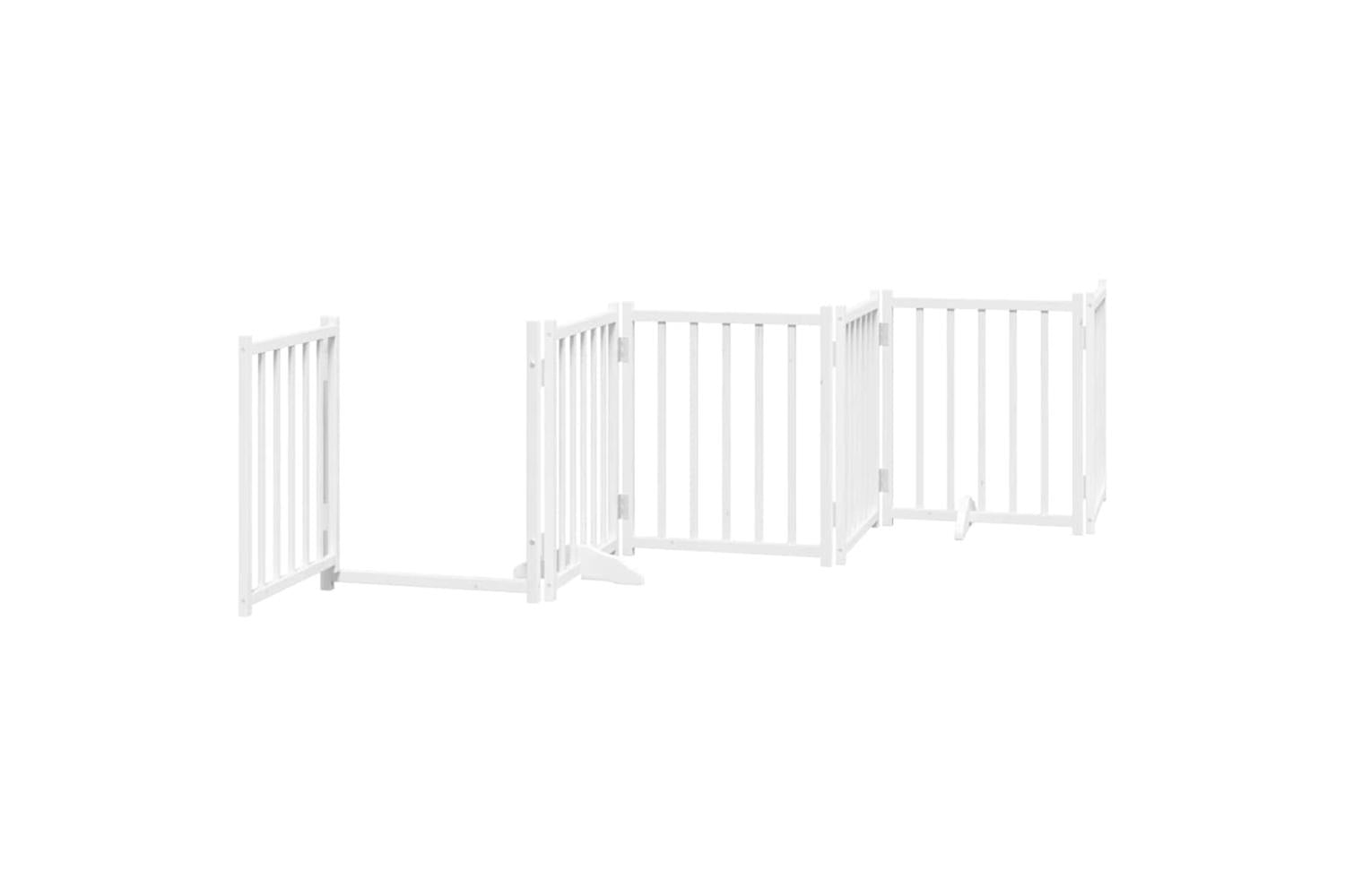 Vidaxl Dog Gate With Door Foldable 15 Panels White 750 Cm Poplar Wood-5