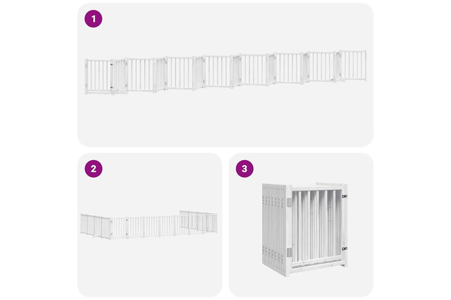 Vidaxl Dog Gate With Door Foldable 15 Panels White 750 Cm Poplar Wood-6