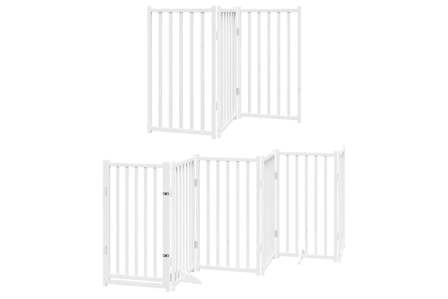 Vidaxl Dog Gate With Door Foldable 12 Panels White 600 Cm Poplar Wood-3