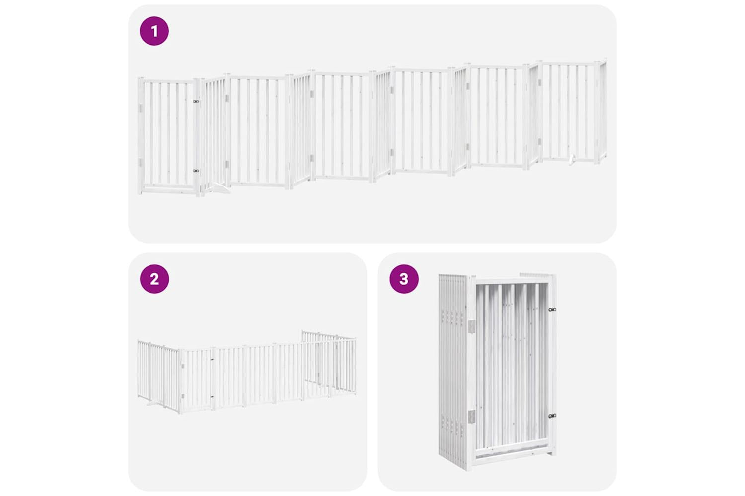 Vidaxl Dog Gate With Door Foldable 12 Panels White 600 Cm Poplar Wood-6