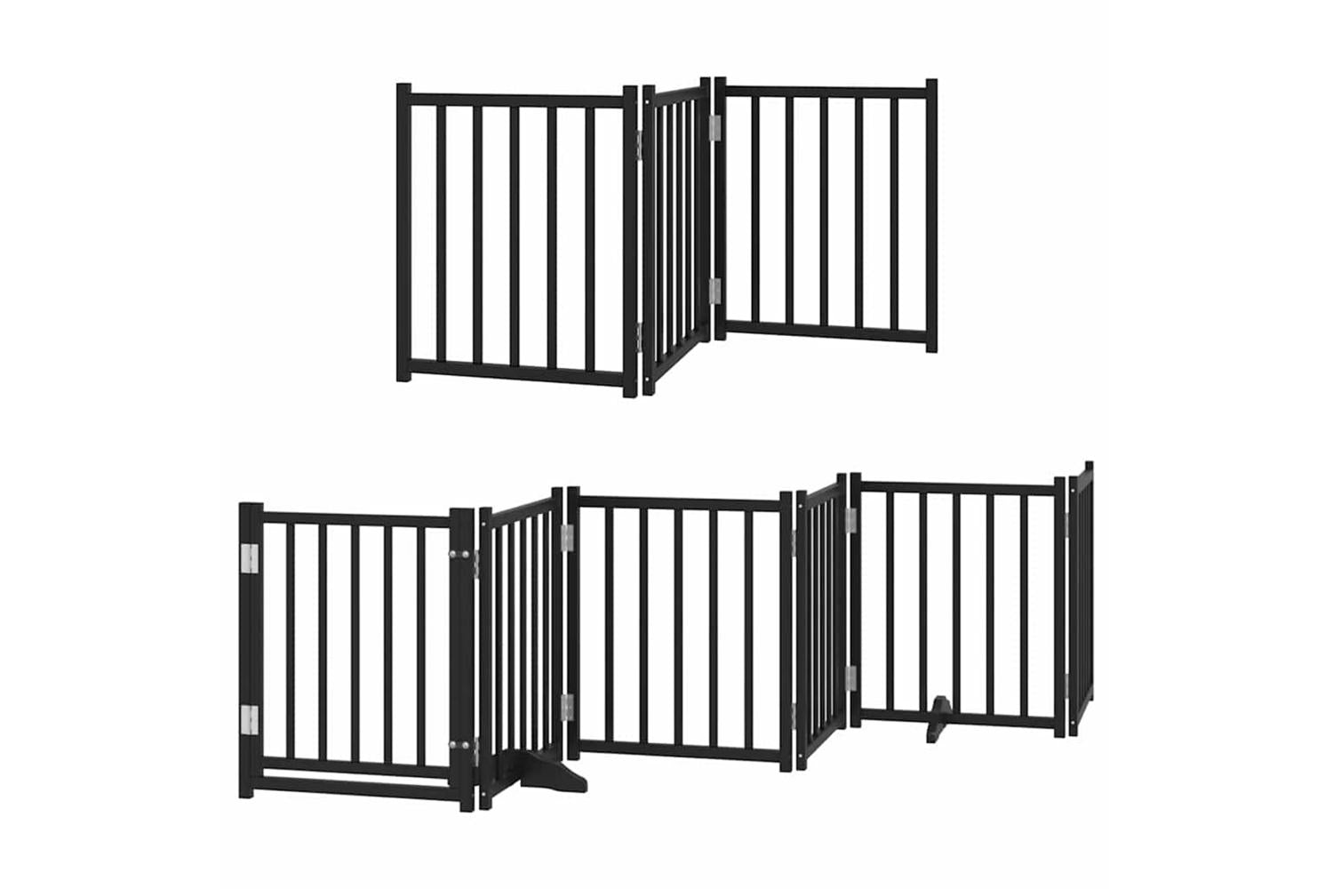 Vidaxl Dog Gate With Door Foldable 15 Panels Black 750 Cm Poplar Wood-3