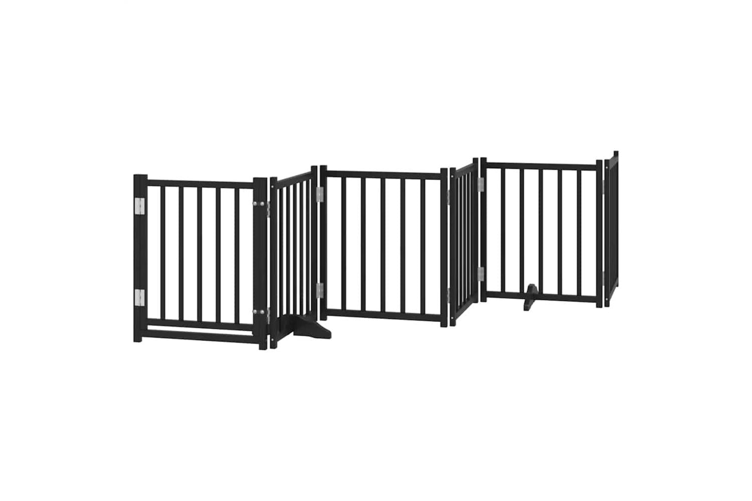 Vidaxl Dog Gate With Door Foldable 15 Panels Black 750 Cm Poplar Wood-4