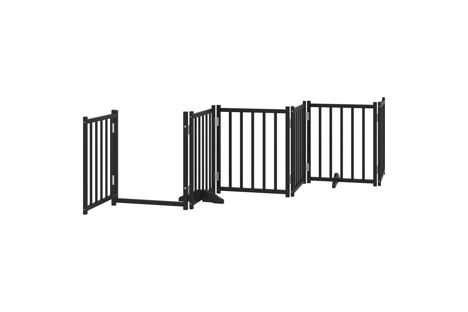 Vidaxl Dog Gate With Door Foldable 15 Panels Black 750 Cm Poplar Wood-5