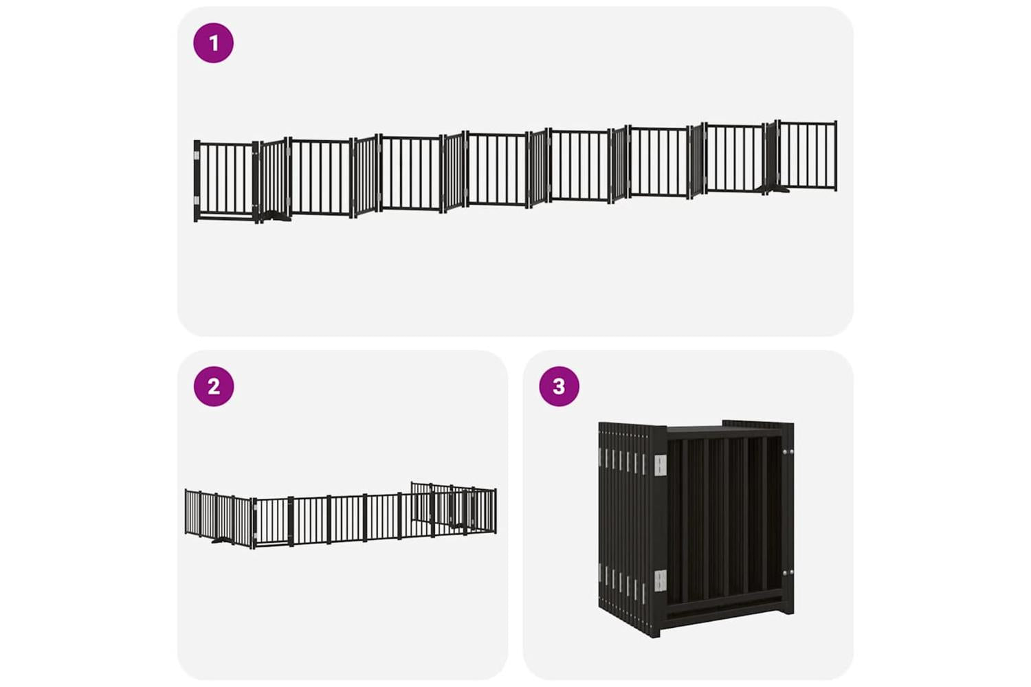 Vidaxl Dog Gate With Door Foldable 15 Panels Black 750 Cm Poplar Wood-6
