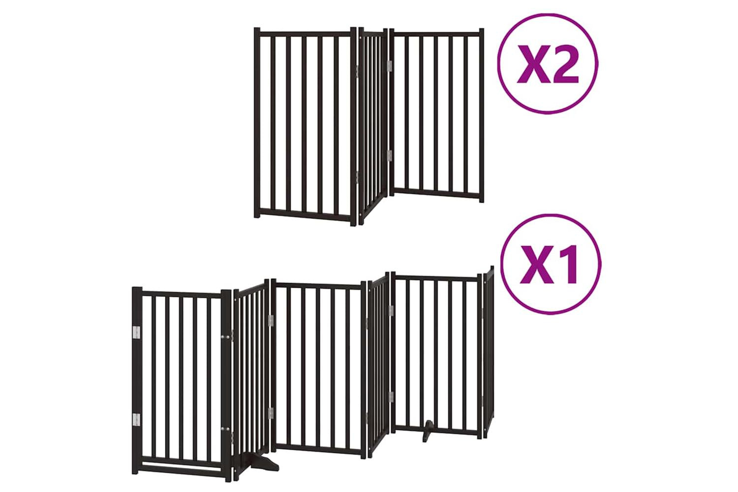 Vidaxl Dog Gate With Door Foldable 12 Panels Black 600 Cm Poplar Wood-2