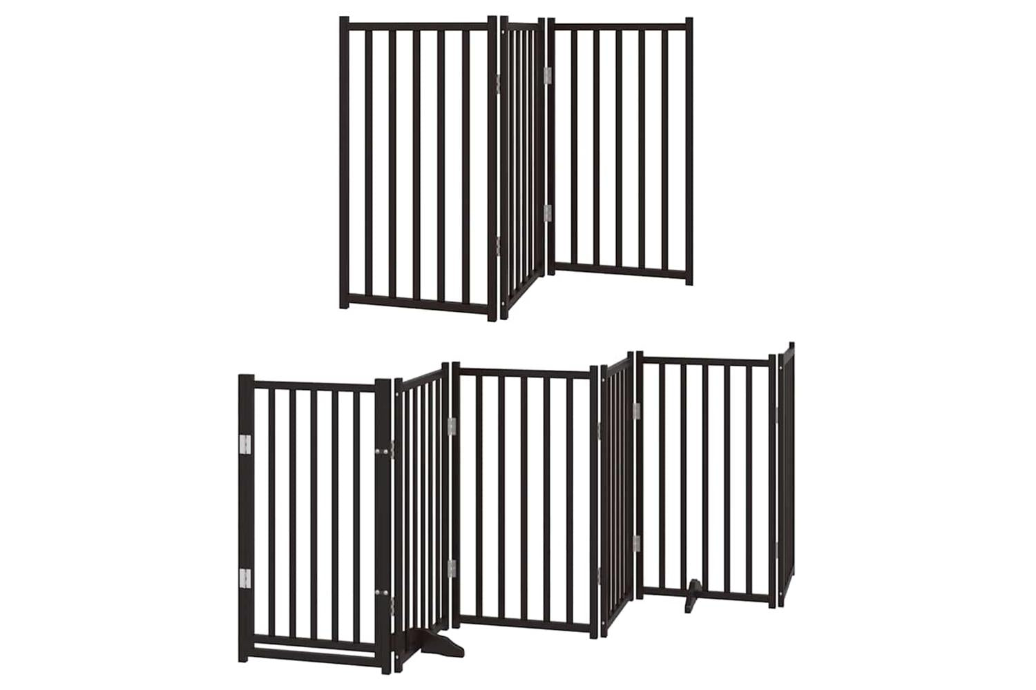 Vidaxl Dog Gate With Door Foldable 12 Panels Black 600 Cm Poplar Wood-3