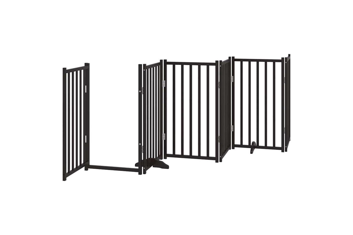 Vidaxl Dog Gate With Door Foldable 12 Panels Black 600 Cm Poplar Wood-5