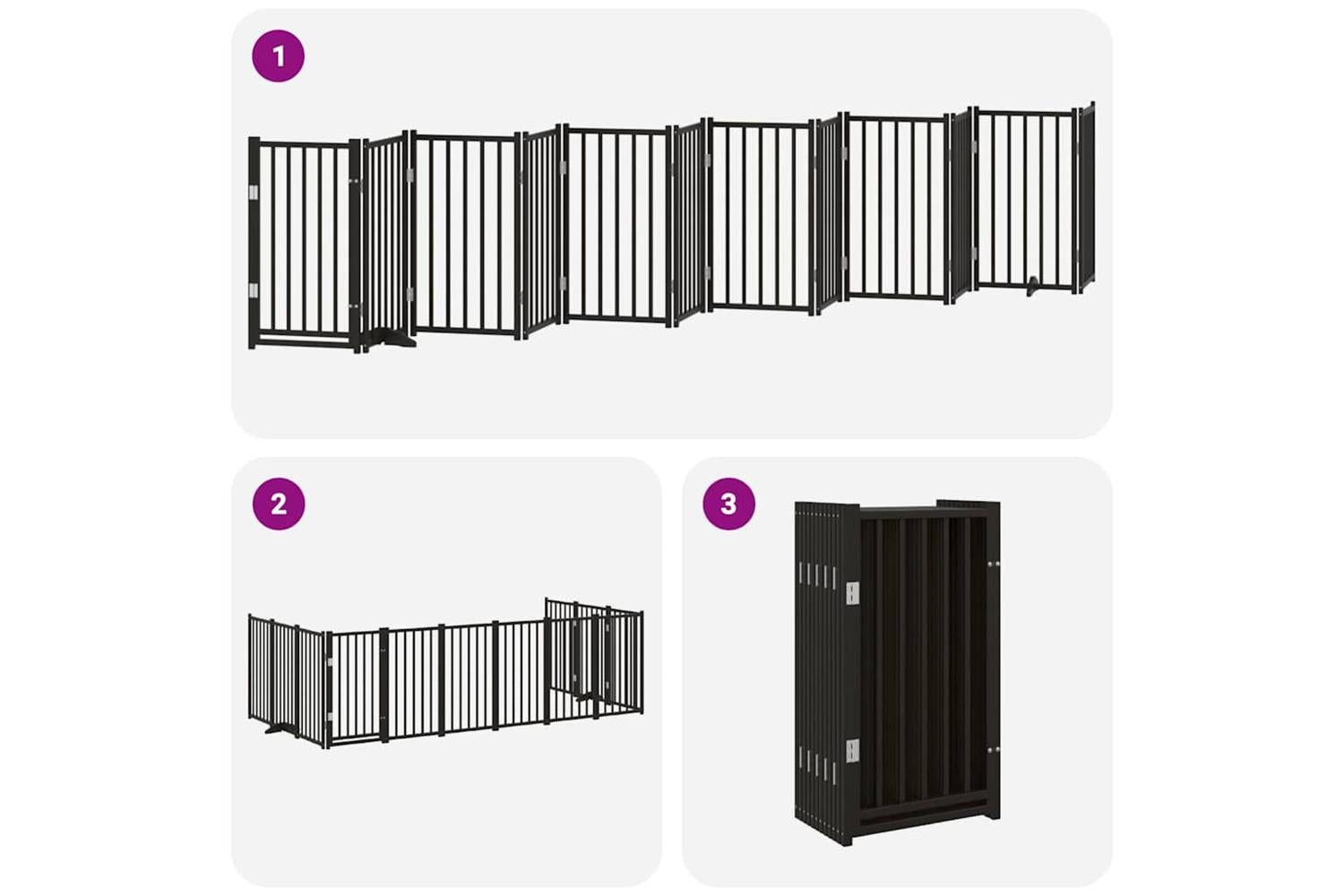 Vidaxl Dog Gate With Door Foldable 12 Panels Black 600 Cm Poplar Wood-6