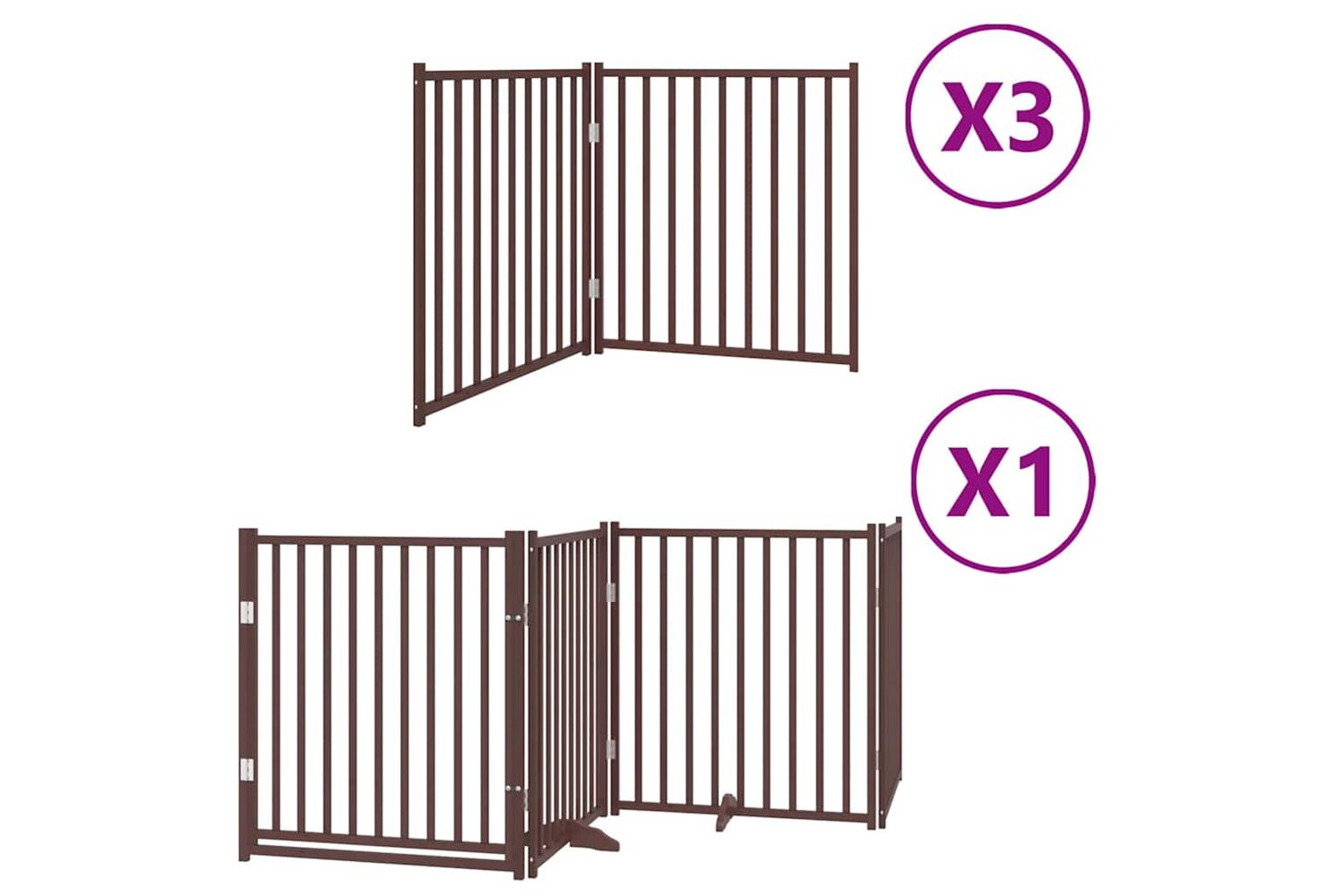 Vidaxl Dog Gate With Door Foldable 10 Panels Brown 800 Cm Poplar Wood-2