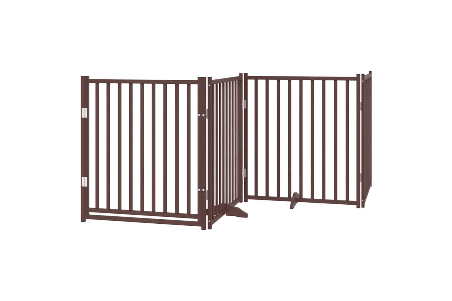 Vidaxl Dog Gate With Door Foldable 10 Panels Brown 800 Cm Poplar Wood-4