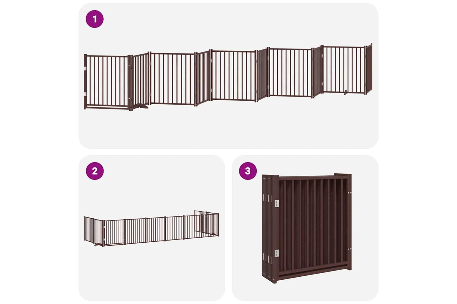 Vidaxl Dog Gate With Door Foldable 10 Panels Brown 800 Cm Poplar Wood-6