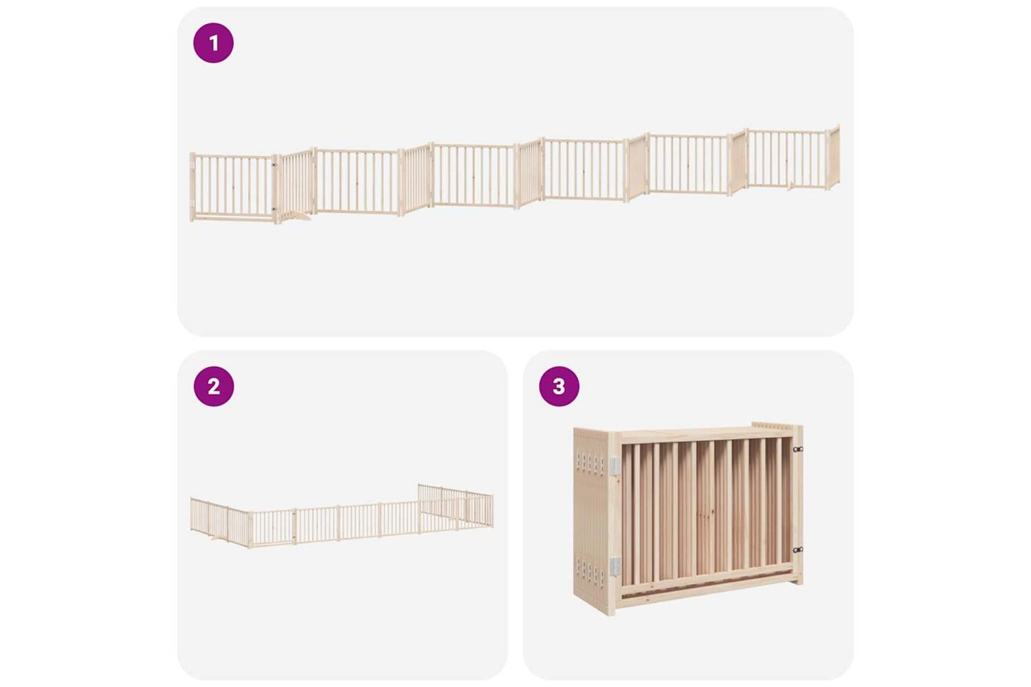 Vidaxl Dog Gate With Door Foldable 12 Panels 960 Cm Poplar Wood-6