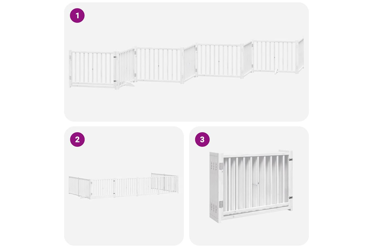Vidaxl Dog Gate With Door Foldable 8 Panels White 640 Cm Poplar Wood-6