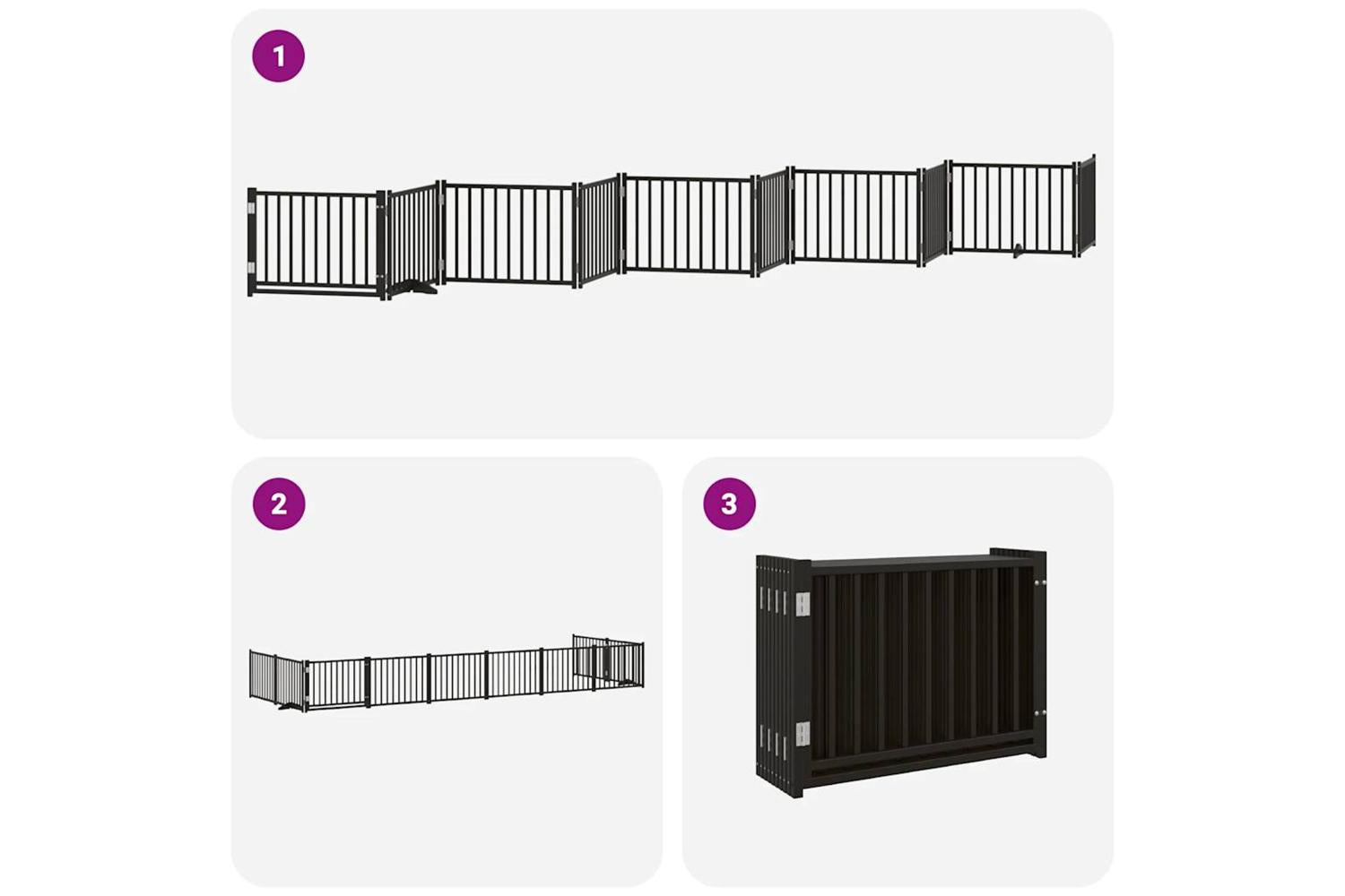 Vidaxl Dog Gate With Door Foldable 10 Panels Black 800 Cm Poplar Wood-5