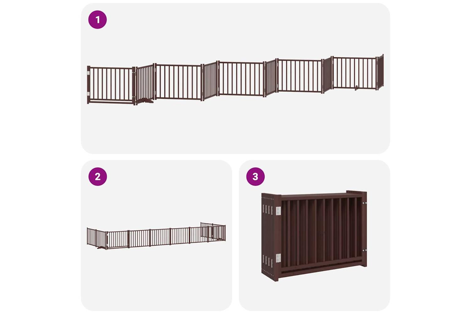 Vidaxl Dog Gate With Door Foldable 10 Panels Brown 800 Cm Poplar Wood-5