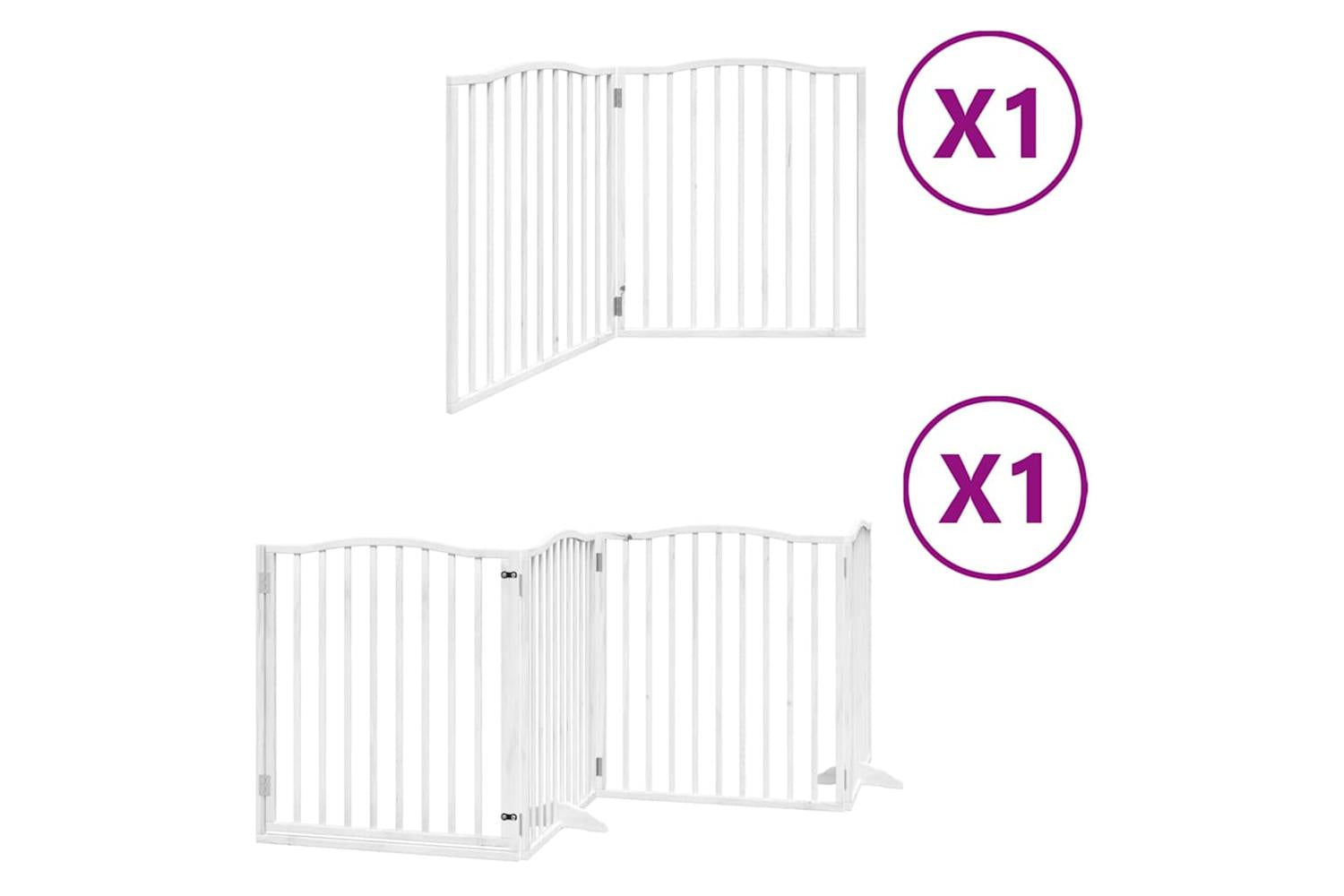 Vidaxl Dog Gate With Door Foldable 6 Panels White 480 Cm Poplar Wood-2