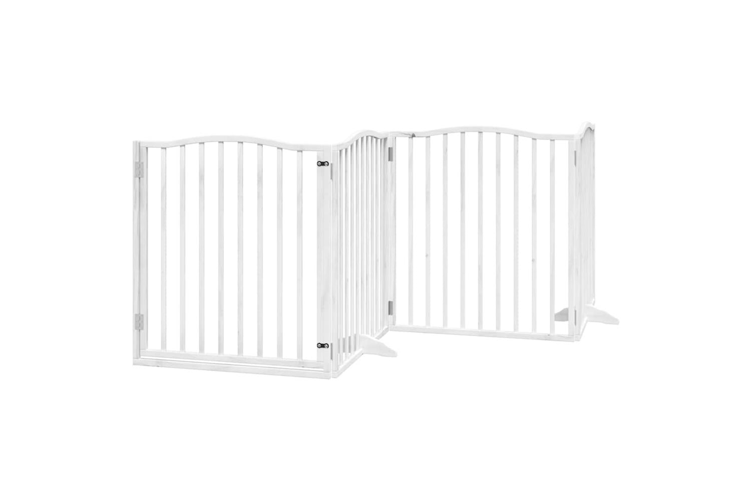 Vidaxl Dog Gate With Door Foldable 6 Panels White 480 Cm Poplar Wood-4