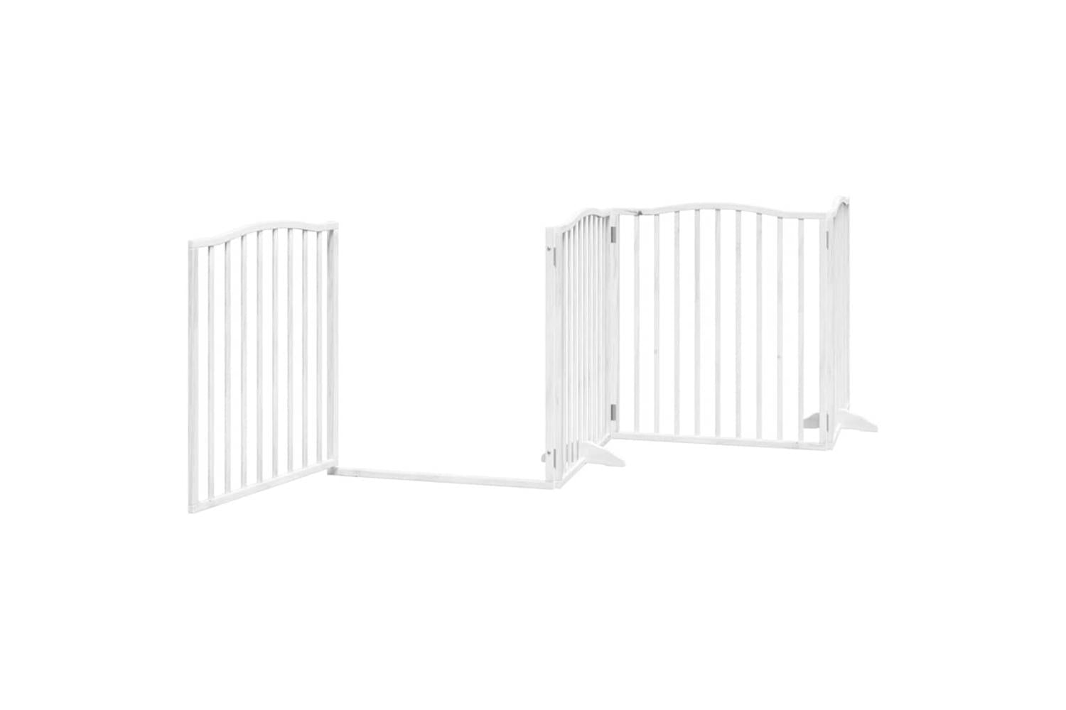 Vidaxl Dog Gate With Door Foldable 6 Panels White 480 Cm Poplar Wood-5