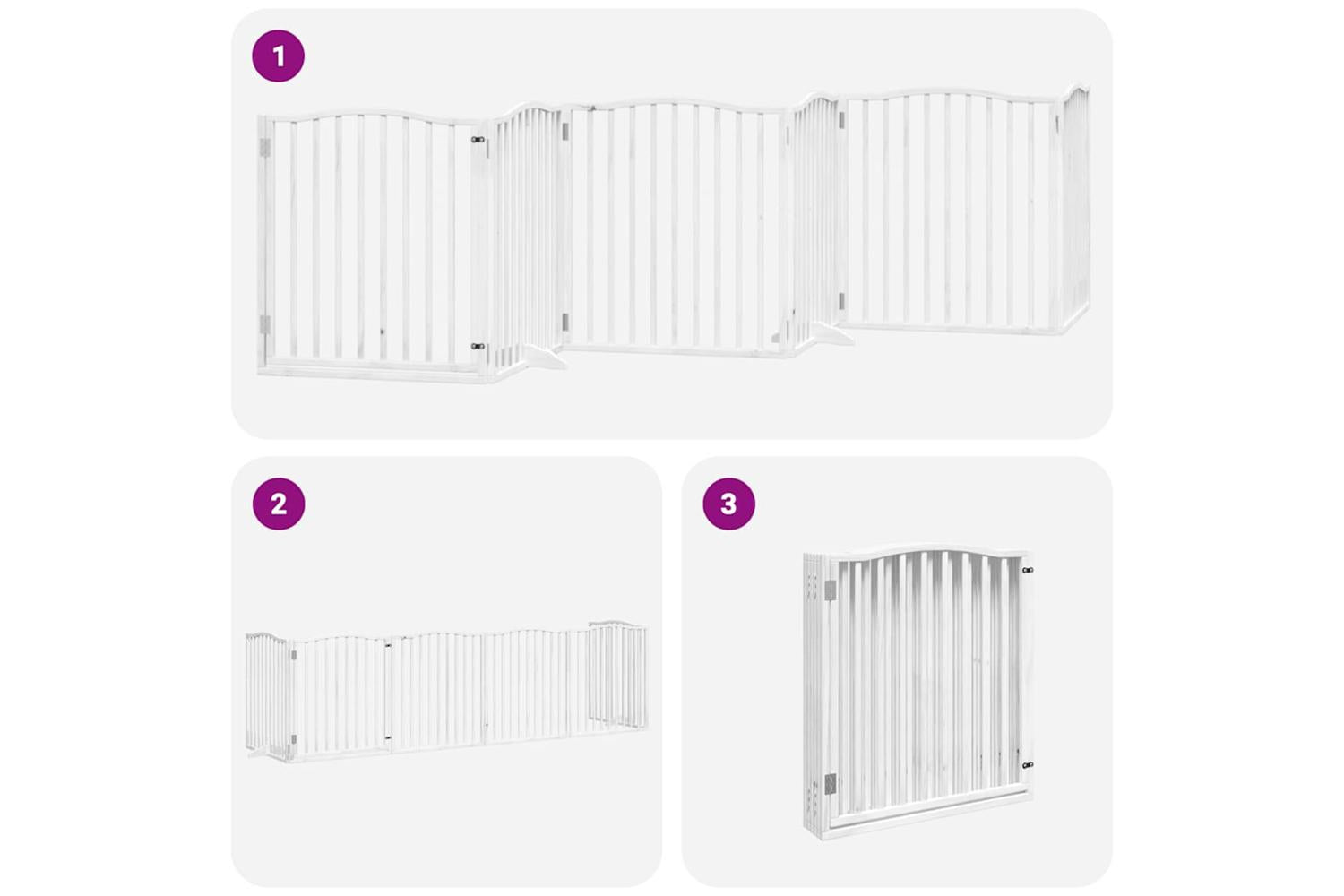 Vidaxl Dog Gate With Door Foldable 6 Panels White 480 Cm Poplar Wood-6