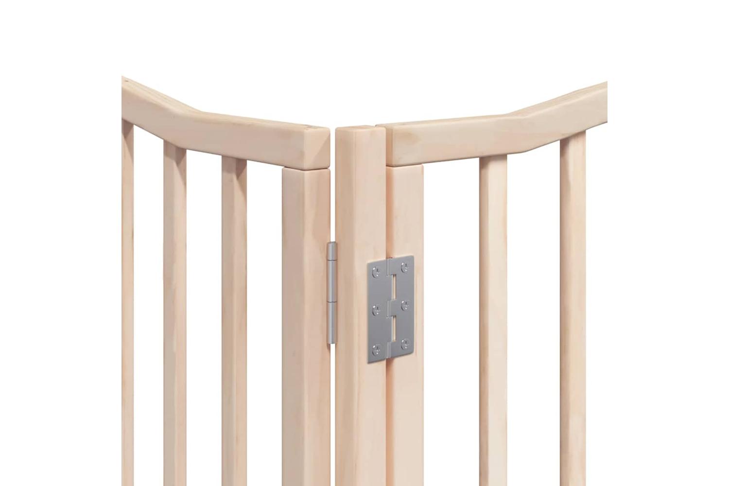 Vidaxl Dog Gate With Door Foldable 8 Panels 640 Cm Poplar Wood-10