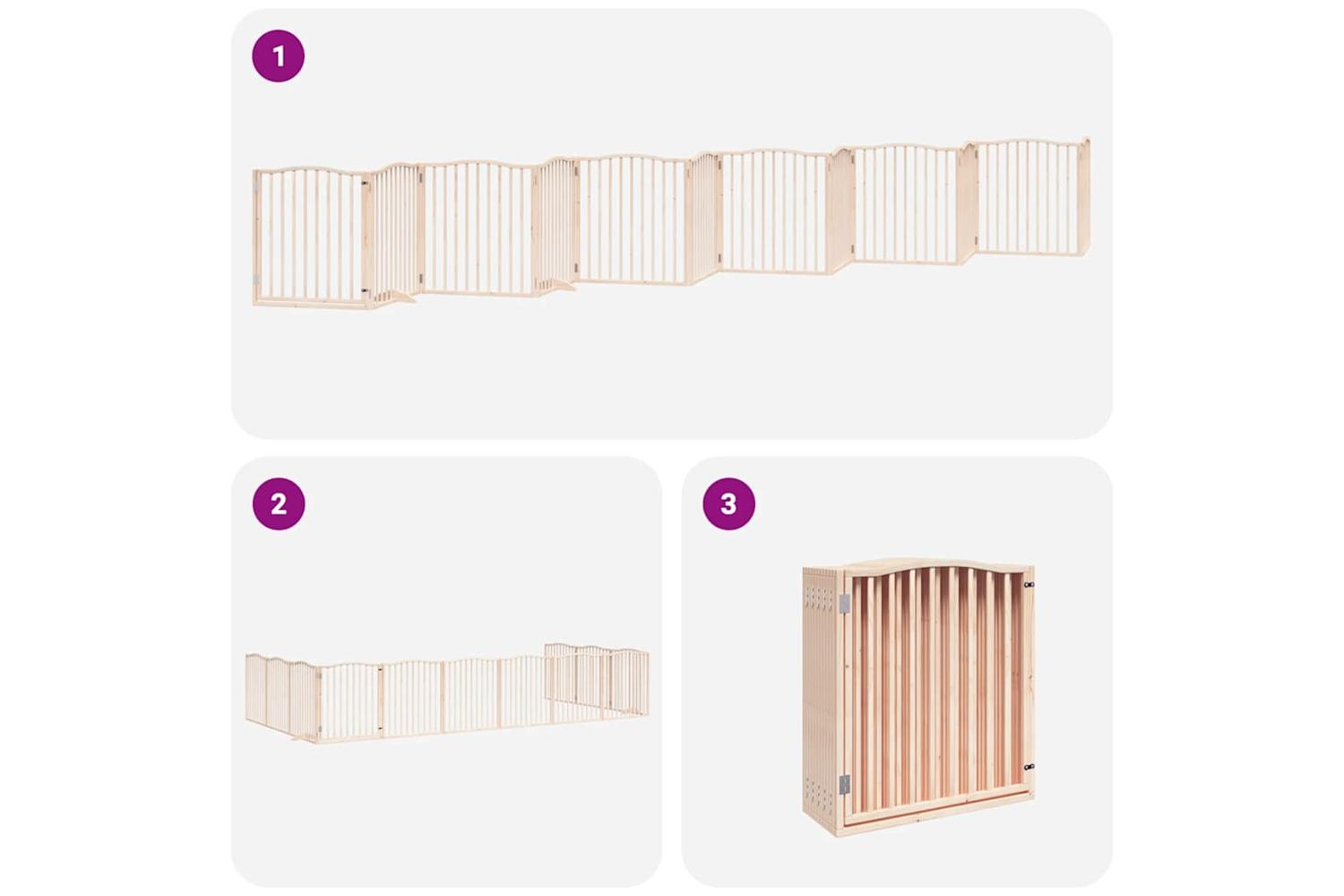 Vidaxl Dog Gate With Door Foldable 12 Panels 960 Cm Poplar Wood-5