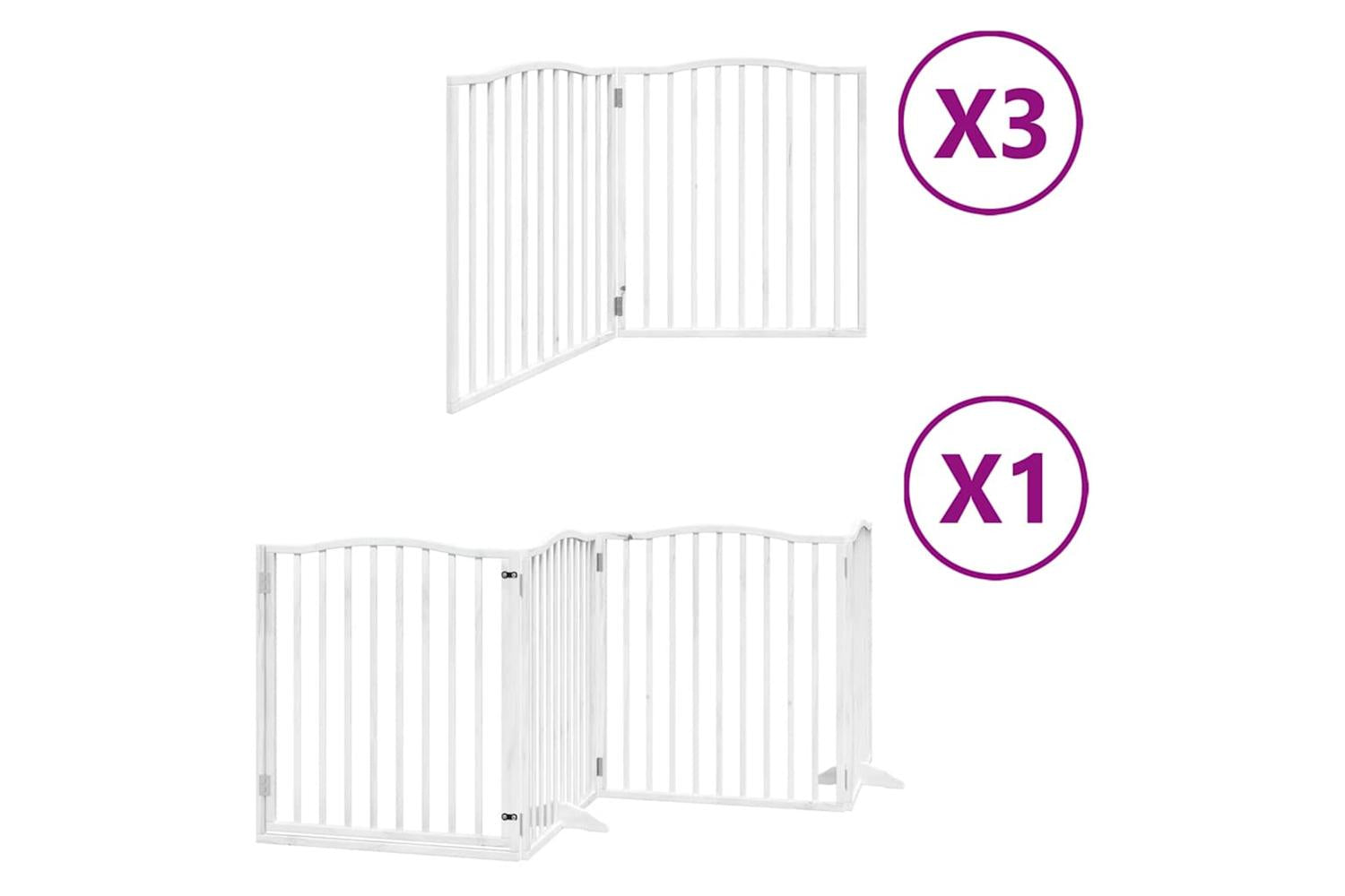 Vidaxl Dog Gate With Door Foldable 10 Panels White 800 Cm Poplar Wood-2